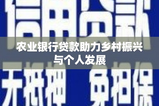 马山农业银行贷款助力乡村振兴与个人发展