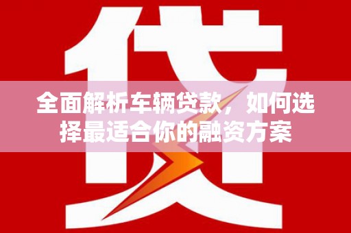 仁爱全面解析车辆贷款，如何选择最适合你的融资方案